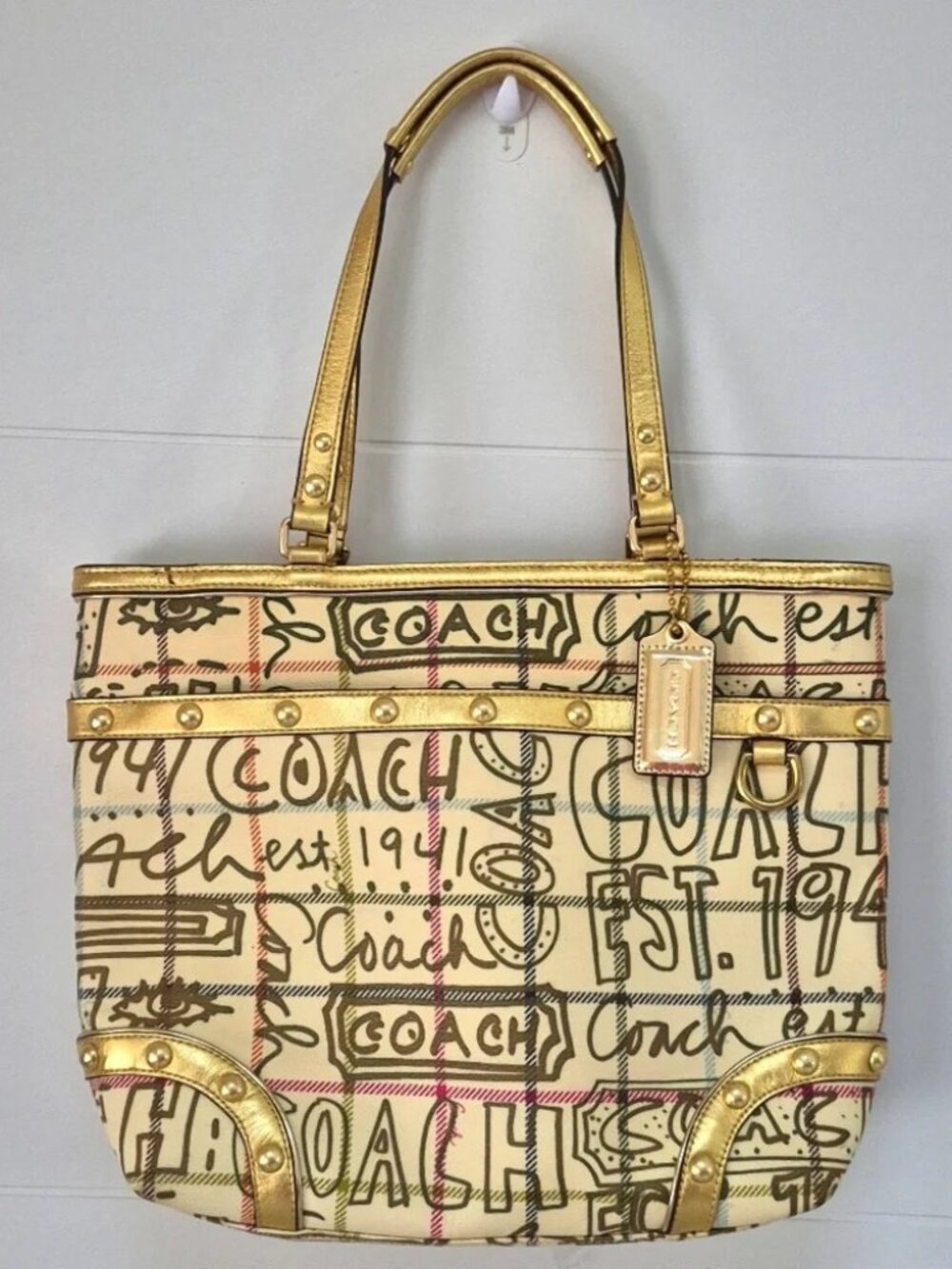 Coach Heritage Tattersall Graffiti Tote Bag